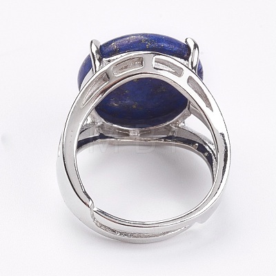 Adjustable Natural Lapis Lazuli Finger Rings RJEW-F075-01L-1