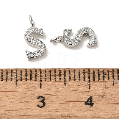 Initial Letter Brass Micro Pave Cubic Zirconia Pendants ZIRC-F008-S-1