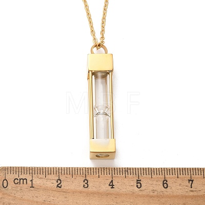 Glass Hourglass Rectangle Pet Memorial Keepsake Urn Ashes Pendant Necklaces NJEW-P326-01G-1