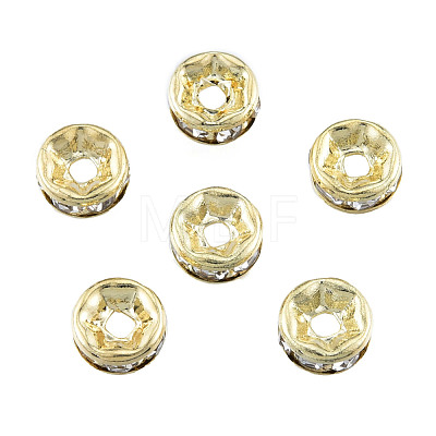 Brass Pave Clear Cubic Zirconia Beads KK-N259-39B-01-1