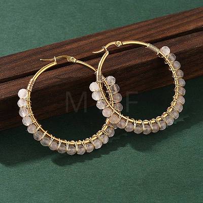 Beaded Hoop Earrings X-EJEW-JE03830-03-1
