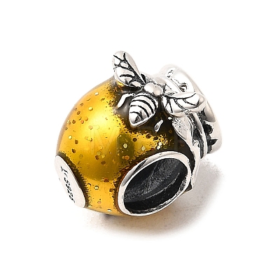 925 Sterling Silver Enamel European Beads STER-Z013-07P-04-1