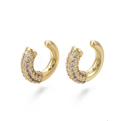 Brass Micro Pave Clear Cubic Zirconia Cuff Earrings X-EJEW-R114-024-NF-1