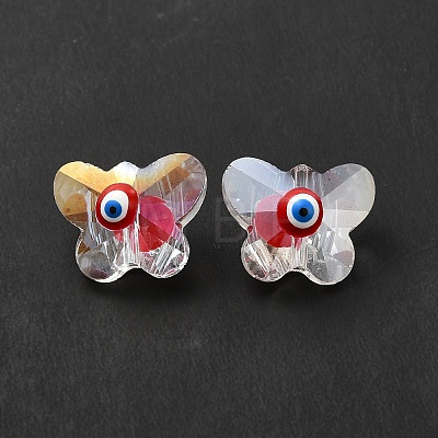 Evil Eye Glass Butterfly Beads G-P485-01C-1