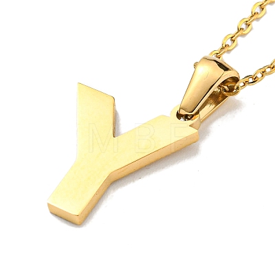 Ion Plating(IP) Initial Letter 304 Stainless Steel Pendant Necklaces NJEW-M199-01G-Y-1