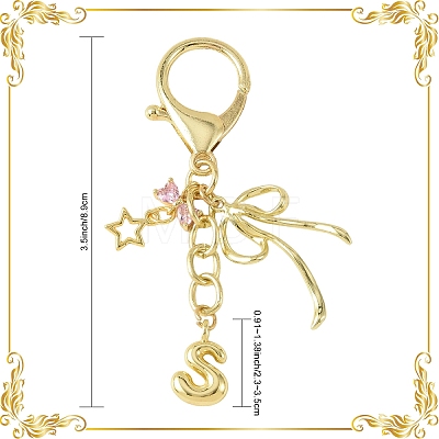 Brass Micro Pave Cubic Zirconia & Alloy Pendant Decorations HJEW-YW00460-01-1