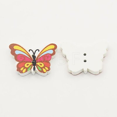 Printed Butterfly Wooden Buttons BUTT-N001-05-1