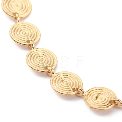Brass Flat Round Link Chain Anklet AJEW-AN00404-1