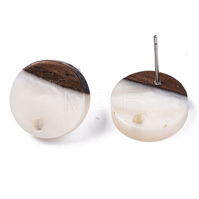 Resin & Walnut Wood Stud Earring Findings MAK-N032-007A-1