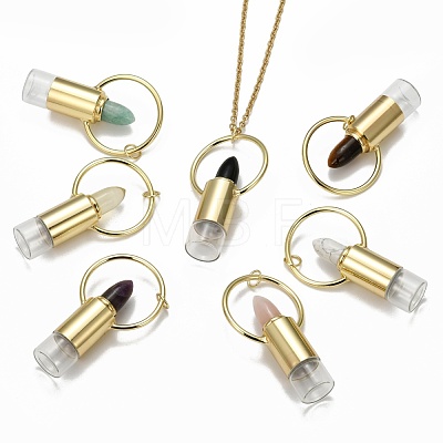 304 Stainless Steel Openable Perfume Bottle Pendant Necklaces NJEW-I239-04G-1