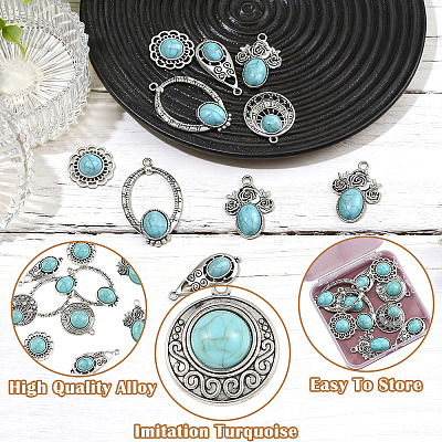 12Pcs 6 Styles Dyed Synthetic Turquoise Pendants FIND-SZ0019-80-1