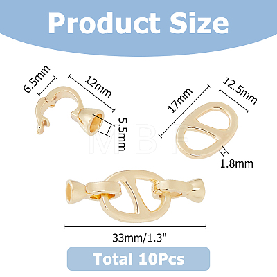 10Pcs Brass Fold Over Clasps KK-HS0001-32-1