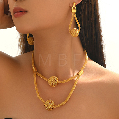 Vintage Iron Hollow Round Pendant Necklace and Earring Set for Women Stylish Jewelry Collection JY4522-1