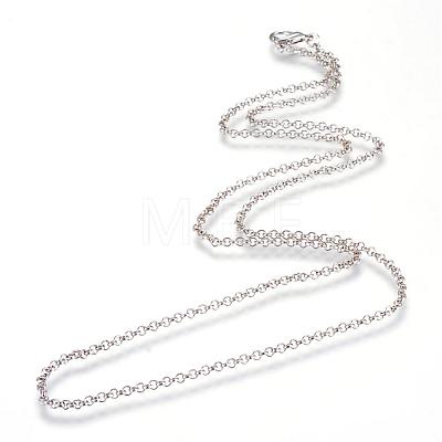 Iron Rolo Chains Necklace Making MAK-R017-45cm-P-1