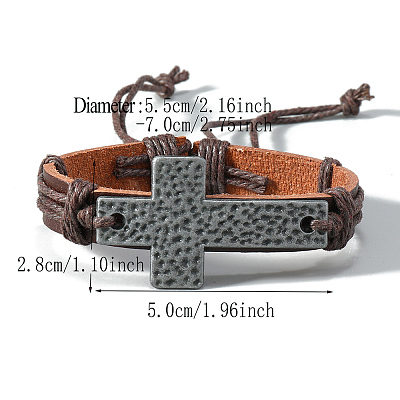 PU Leather Cord Adjustable Bracelets PW-WG27B74-02-1