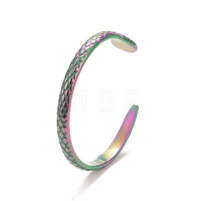 Ion Plating(IP) Rainbow Color 304 Stainless Steel Snake Wrap Open Cuff Ring for Women RJEW-C025-17M-1