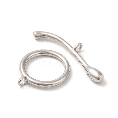 Rhodium Plated 925 Sterling Silver Toggle Clasps STER-G038-03P-1