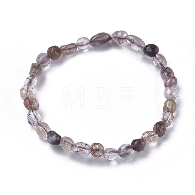 Natural Rutilated Quartz Bead Stretch Bracelets BJEW-K213-39-1