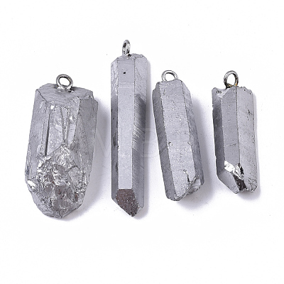 PVD Vacuum Plating Natural Quartz Crystal Pendants G-R461-07F-1