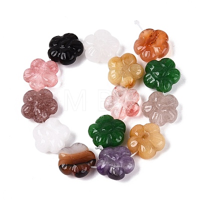 Natural & Synthetic Mixed Stone Carved Beads Strands G-Q608-20-1