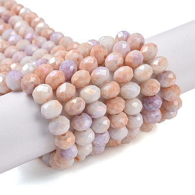 Faceted Electroplated Glass Beads Strands GLAA-C023-02-B10-1