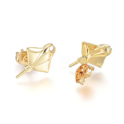 Brass Ear Studs EJEW-G273-02G-1