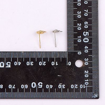 4 Pairs 2 Colors Rack Plating Brass Micro Pave Cubic Zirconia Stud Earring Findings KK-SZ0006-49-1