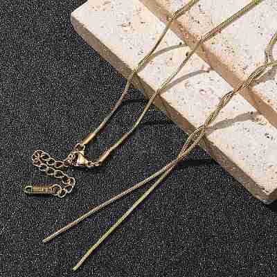 304 Stainless Steel Flat Snake Chain Y Necklaces for Women NJEW-R011-03G-1