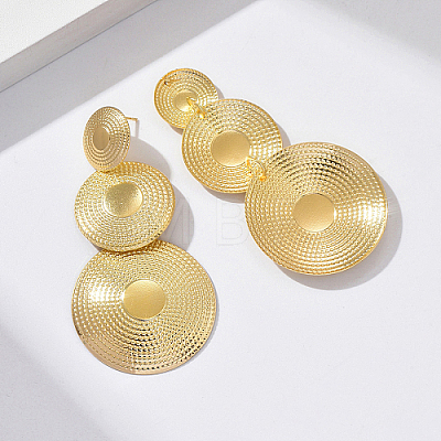 Zinc Alloy Triple Textured Disc Dangle Stud Earring for Women YO6047-1