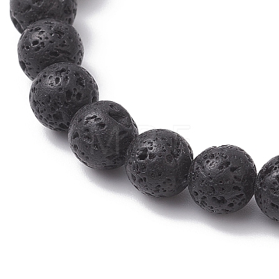 Natural Lava Rock & Mixed Gemstone Beads Stretch Bracelets BJEW-JB12869-1