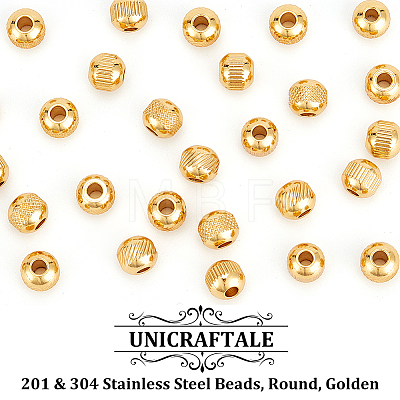 Unicraftale 30Pcs 3 Style 201 & 304 Stainless Steel Beads STAS-UN0051-16-1