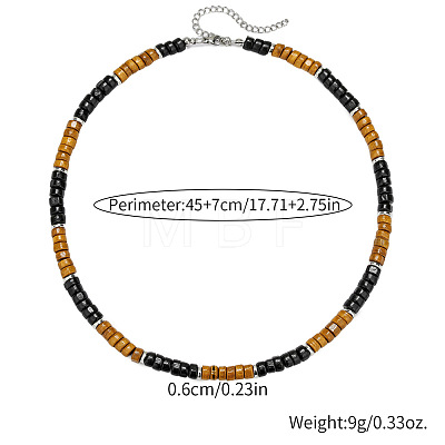 Bohemian Coconut & Wood & Alloy Heishi Beaded Necklaces for Men WGF984F-01-1