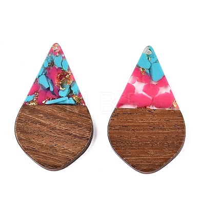 Transparent Resin and Walnut Wood Pendants RESI-T057-06K-1