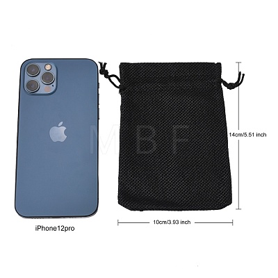 Polyester Imitation Burlap Packing Pouches Drawstring Bags X-ABAG-R005-14x10-09-1