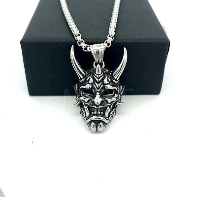 Vintage 304 Stainless Steel 3D Devil Mask Pendant Necklaces for Men AL8165-1
