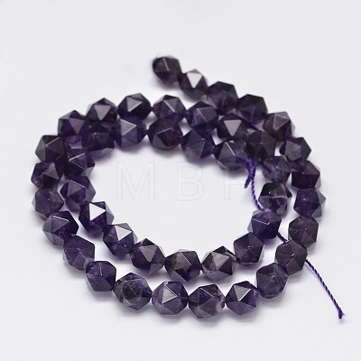 Faceted Natural Amethyst Beads Strands G-K066-09-8mm-1