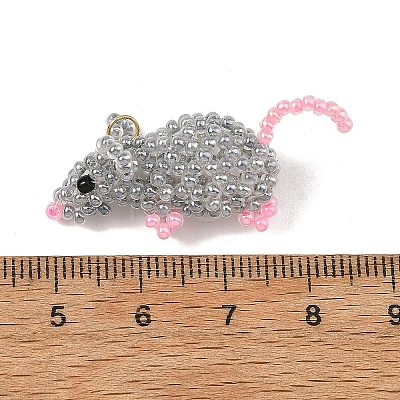Glass Seed Beads Pendants PALLOY-MZ01453-1