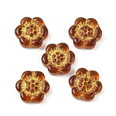 Baking Paint and Golden Metal Enlaced Glass Beads DGLA-T004-10A-1
