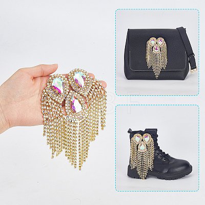 Iron with Rhinestone Tassel Rivet Epaulettes AJEW-WH0481-527B-1