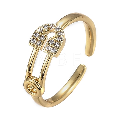Adjustable Brass Micro Pave Clear Cubic Zirconia Cuff Rings ZIRC-Z002-06G-1