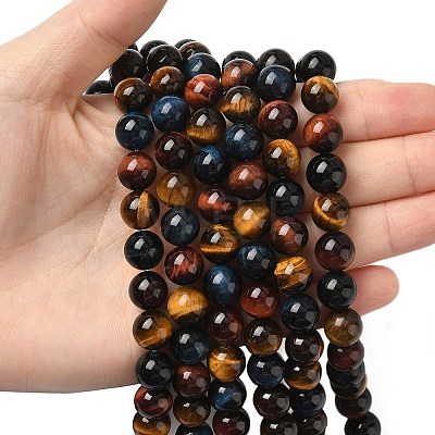 Natural Tiger Eye Beads Strands X-G-F173-14-10mm-1