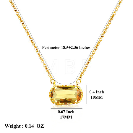 304 Stainless Steel Pave Cubic Zirconia Oval Birth Stone Pendant Necklaces for Women FS-WGC2097-07-1