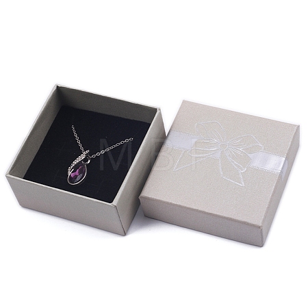 Bowknot Print Kraft Paper Cardboard Jewelry Necklace Gift Boxes PW-WGA2DD4-08-1