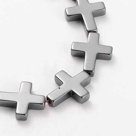Electroplate Gorgeous Cross Non-magnetic Synthetic Hematite Beads Strands G-L268-11-1