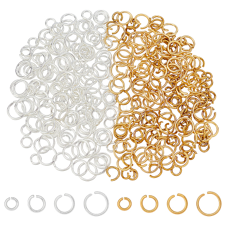 320Pcs 8 Styles 304 Stainless Steel Open Jump Rings STAS-WR0001-27-1