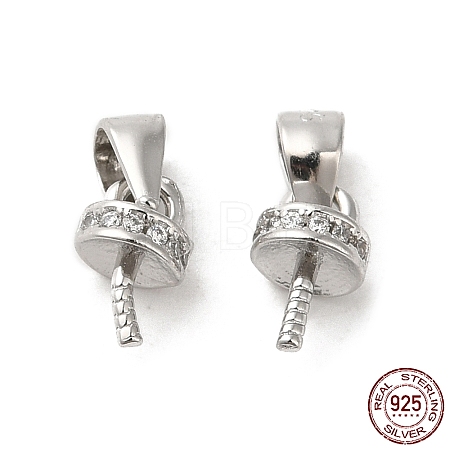 Rhodium Plated 925 Sterling Silver Cup Peg Bails FIND-Z008-15P-1