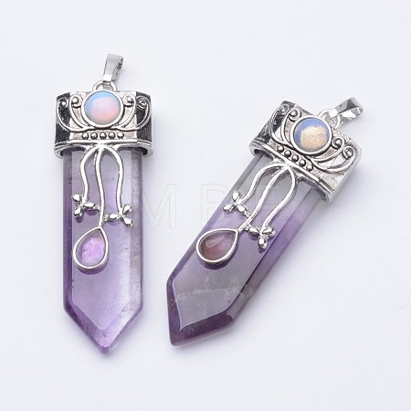 Natural Amethyst Big Pointed Pendants G-F340-05H-1
