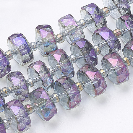 Electroplat Glass Beads Strands EGLA-Q092-8mm-D07-1