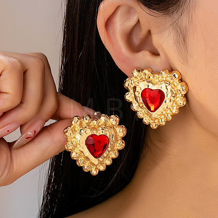 Alloy Rhinestone Stud Earrings for Women WG30F2B-01-1