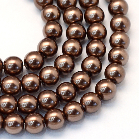 Baking Paint Pearlized Glass Pearl Round Bead Strands X-HY-Q003-6mm-52-1